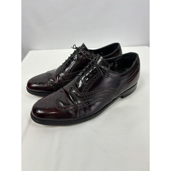 Florsheim Wingtip Dress Shoes Burgundy Patent Leather 10 Made in USA - Picture 1 of 12